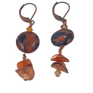 Murano Glass Copper Leverback French Earrings